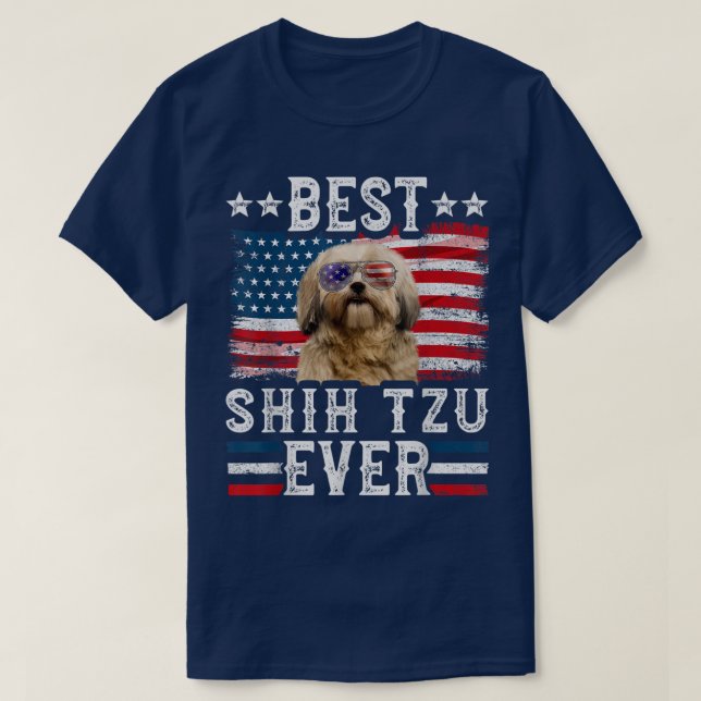 Best Shih Tzu je American Flag 4. Juli T-Shirt (Design vorne)
