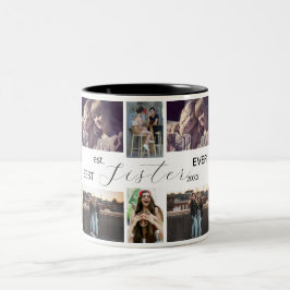 Best Sister Ever – 8 Photo Collage Mug Zweifarbige Tasse