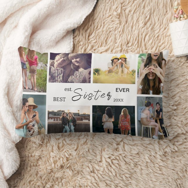 Best Sister Ever – 8 Photo Collage Pillow Lendenkissen (Decke)