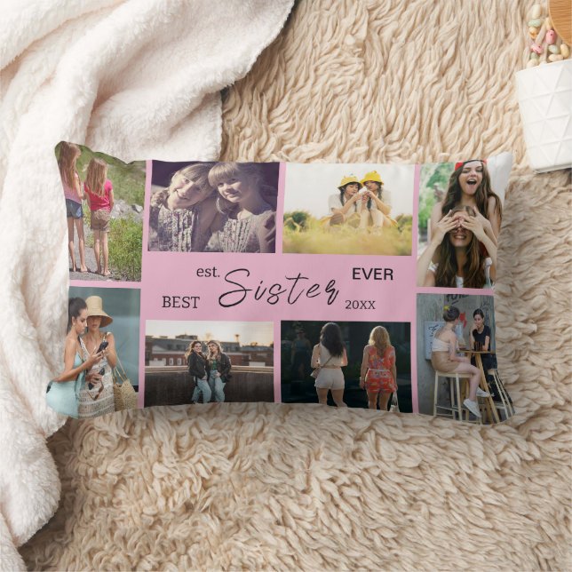 Best Sister Ever – 8 Photo Collage Pillow Lendenkissen (Decke)
