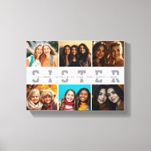 Best Sister Script Collage Foto & Names Leinwanddruck