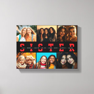 Best Sister Script Collage Foto & Names Leinwanddruck