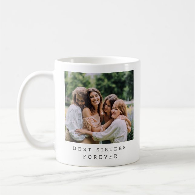 Best Sisters Forever Custom Photo Personalized  Kaffeetasse (Links)