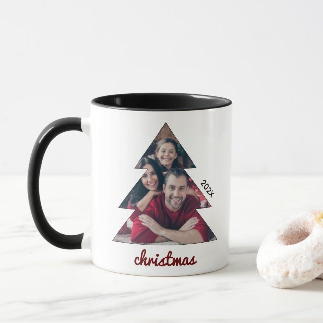 Best Small Family je Weihnachtsbaum-Foto Tasse (Mit Donut)