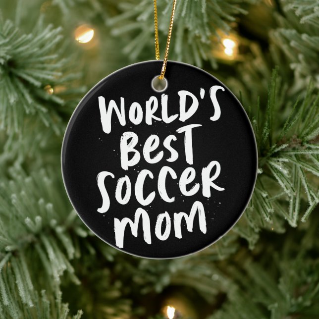 Best Soccer Mom Black and White Foto Christmas Keramik Ornament (Baum)