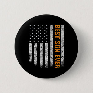 Best Son Ever American Flag Fathers Day Boy Son Button