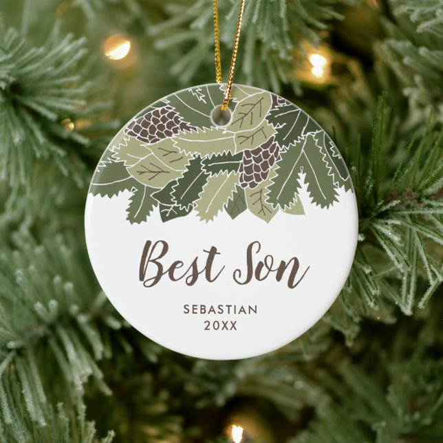 Best Son Personalized Rustic Gift For Son-in-law Keramik Ornament (Baum)