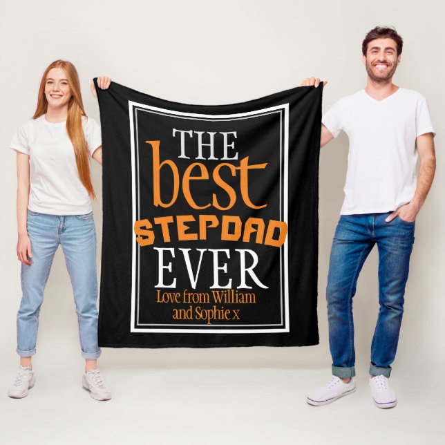 Best Stepdad je Typografie Black Fleece Blanket (Beispiel)