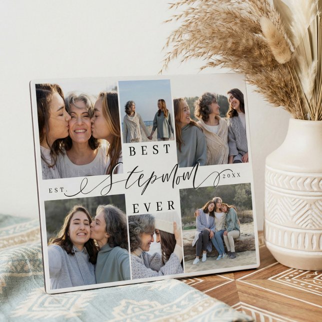 Best Stepmom Ever Personalized Photo Collage Gift Fotoplatte (Best Stepmom Ever Personalized Photo Collage Gift Plaque)