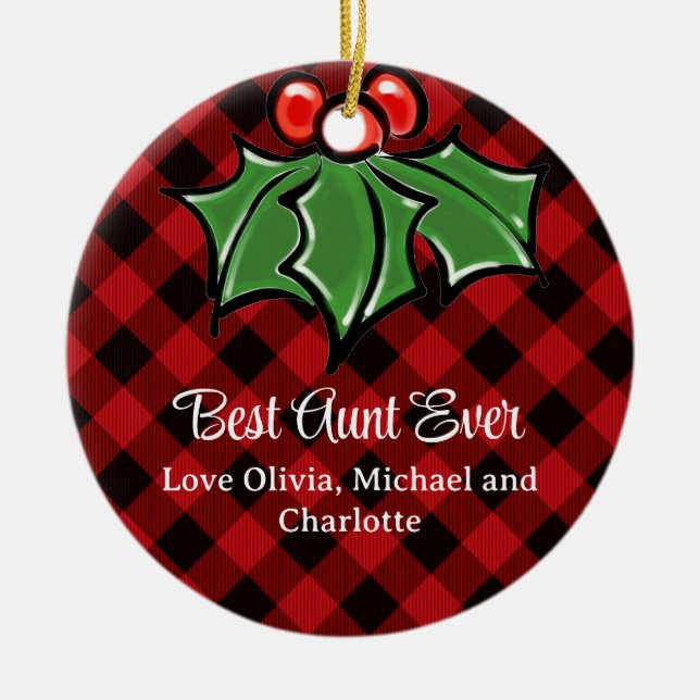 Best Tante ever Christmas classic Red Kariert Holl Keramik Ornament (Vorne)