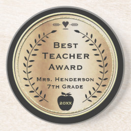 Best Teacher Award Gold mit Schwarz Getränkeuntersetzer