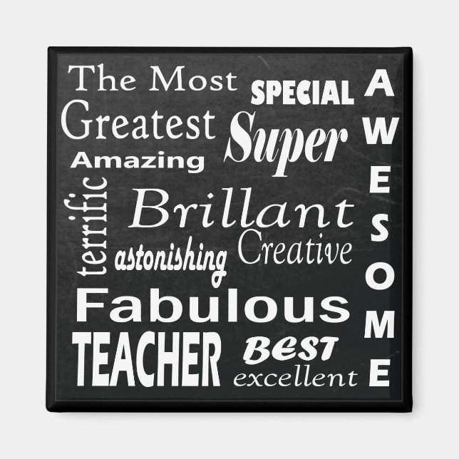 Best Teacher Chalkboard Subway Typografy Art Magnet (Vorne)