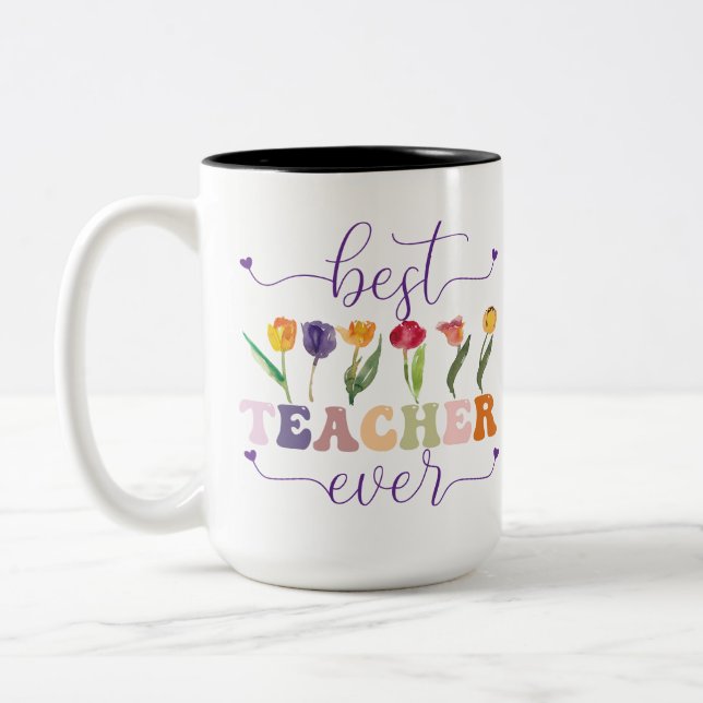 Best teacher ever, Custom mug  for teacher Zweifarbige Tasse (Links)