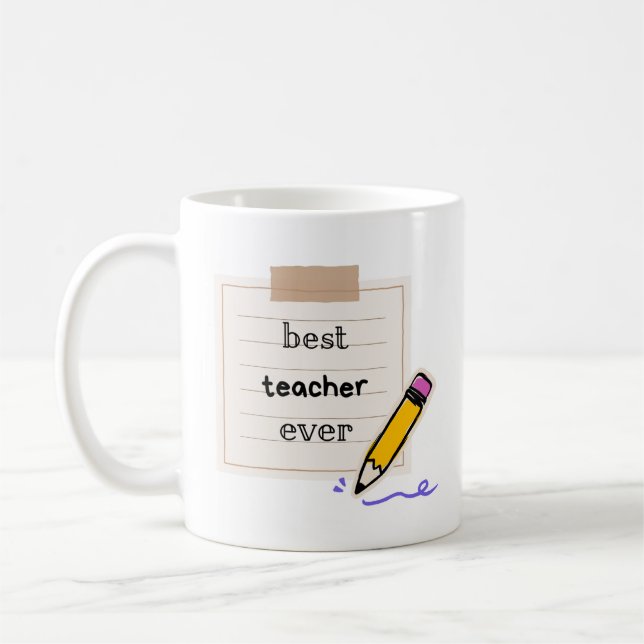 Best Teacher Ever Mug – Cute Pencil Design Gift fo (Gauche)