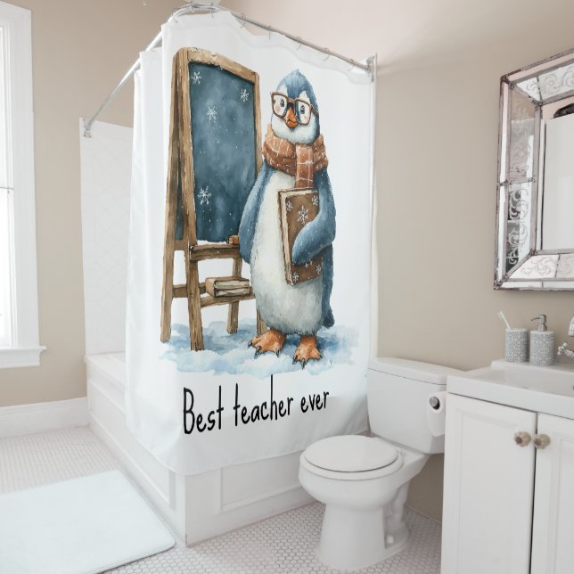 Best Teacher Ever Winter Penguin Design Duschvorhang (Beispiel)