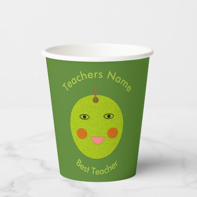 Best Teacher Happy Apple Custom Pappbecher (Vorderseite)