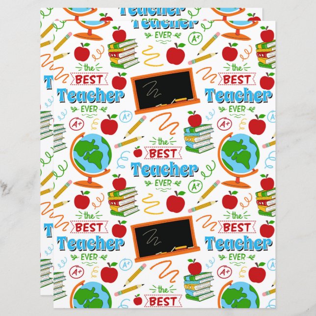 Best Teacher Scrapbook Paper (Vorne/Hinten)