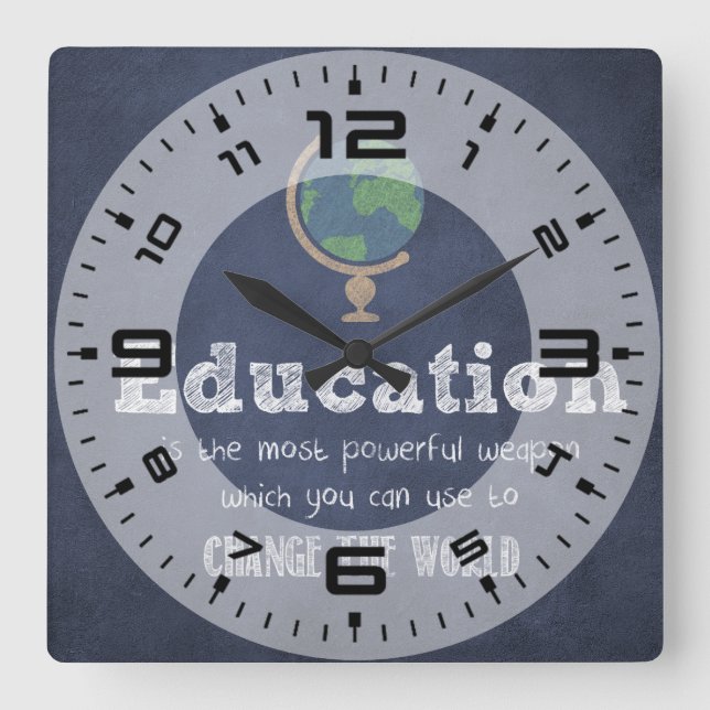 Best Teacher value quote Quadratische Wanduhr (Vorderseite)