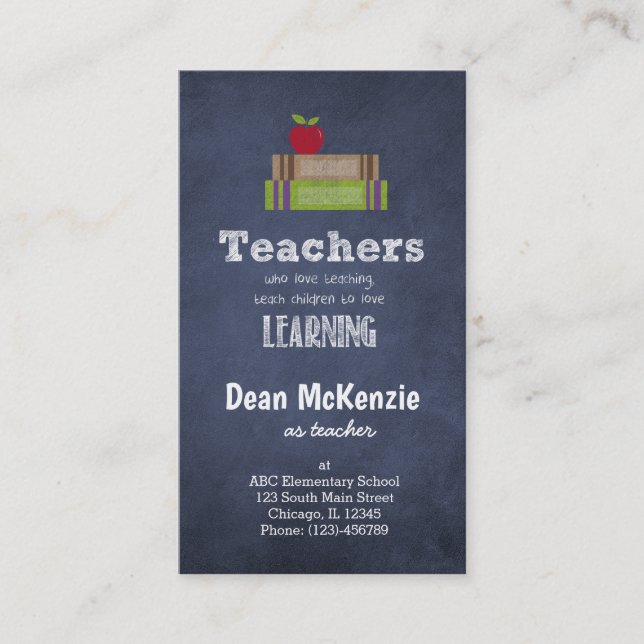 Best Teacher value quote Visitenkarte (Vorderseite)