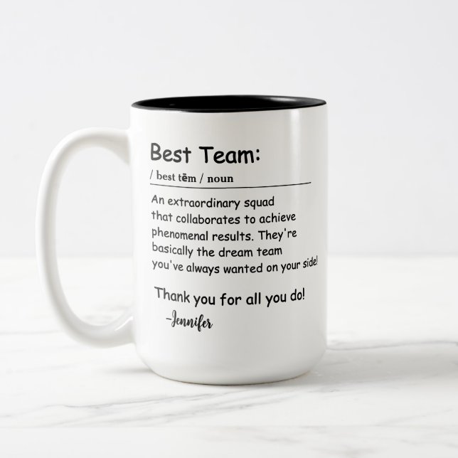 Best Team Definition Mitarbeiterbewertung Custom Zweifarbige Tasse (Links)