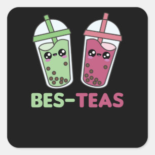 Best Tees - Bubble Tea Kawaii Boba Tea Liebe Quadratischer Aufkleber