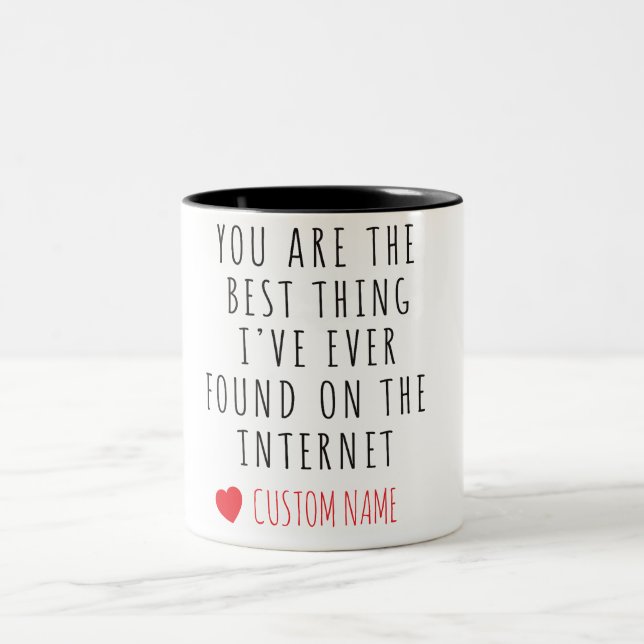 Best Thing I Found Online – Custom Name Mug Zweifarbige Tasse (Mittel)