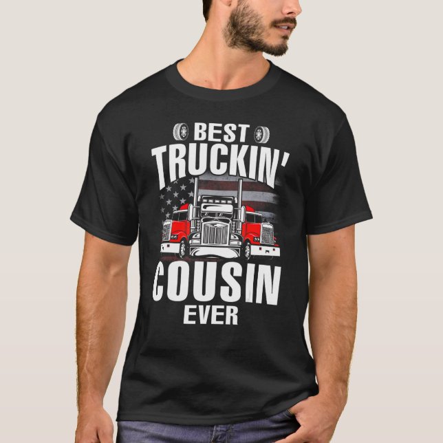 Best Truckin' COUSIN Ever USA Flag Father's Day T-Shirt (Vorderseite)