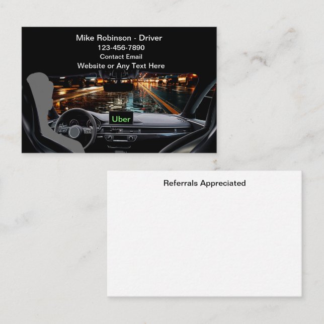 Best Uber Driver Ride Hailing Business Cards Visitenkarte (Vorne/Hinten)