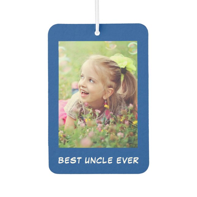 Best Uncle Ever Blue Personalisierte Fotos Autolufterfrischer (Vorderseite)