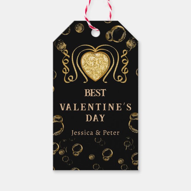 Best Valentine's Day, Bubbly & Glitzer Geschenkanhänger (Vorderseite)