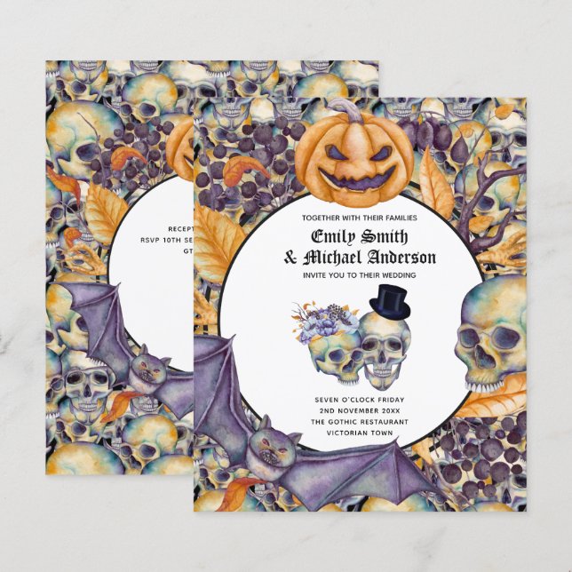 Best Value HALLOWEEN WEDEN Einladungen Skulls (Vorne/Hinten)