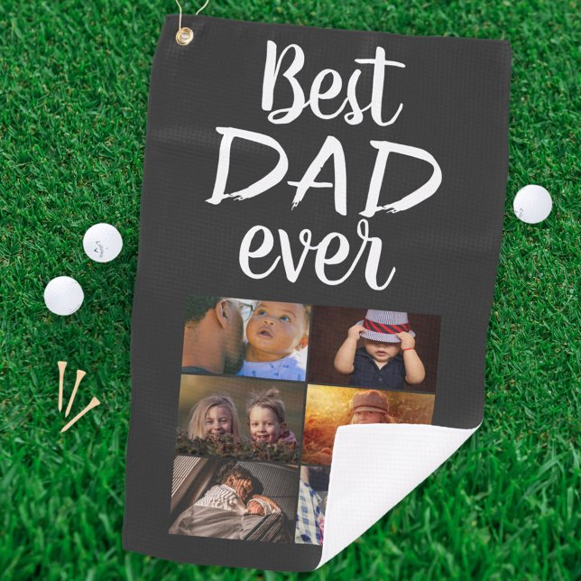 Best Vater 6 Foto Collage Family Foto Grau Golfhandtuch (Von Creator hochgeladen)