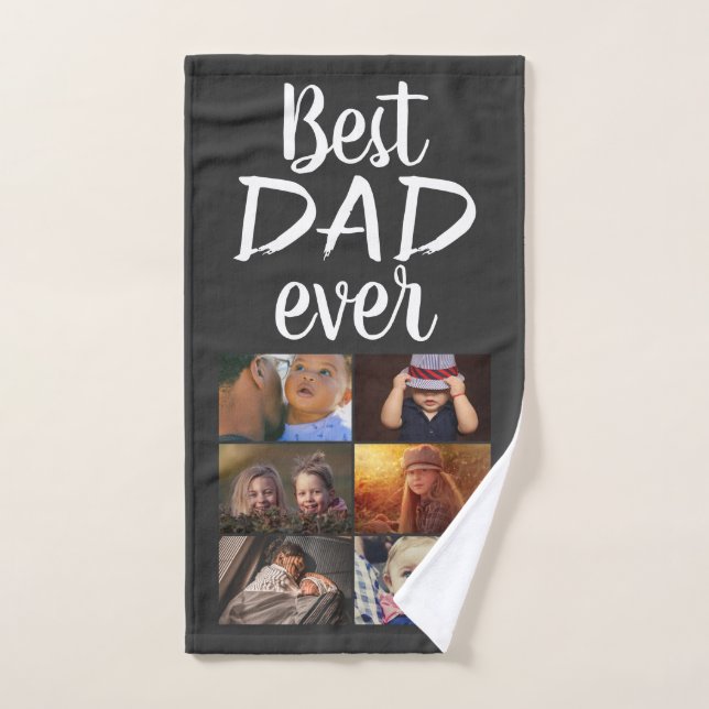 Best Vater 6 Foto Collage Family Foto Grau Handtuch (Handtuch)