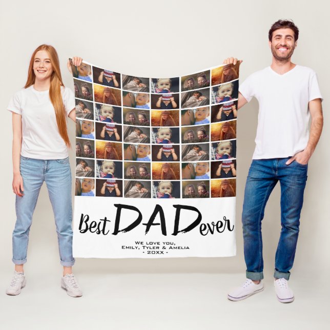 Best Vater 6 Foto Collage Family Foto Muster Fleecedecke (Beispiel)