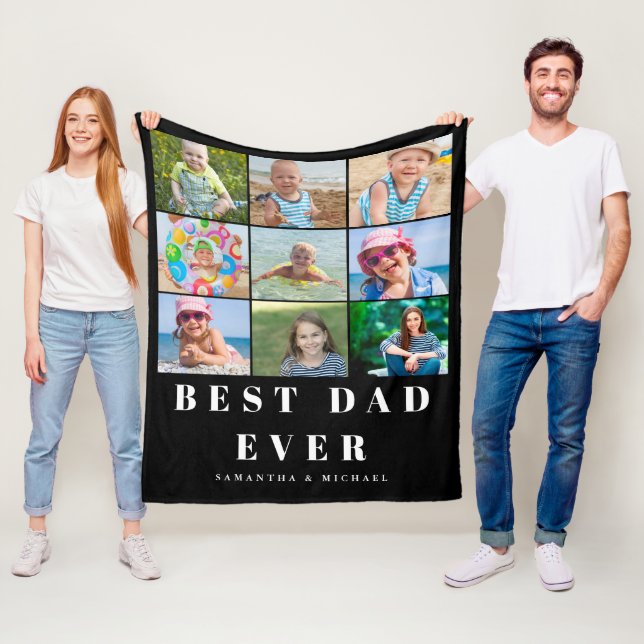 Best Vater 9 Foto Name Fleece Blanket (Beispiel)