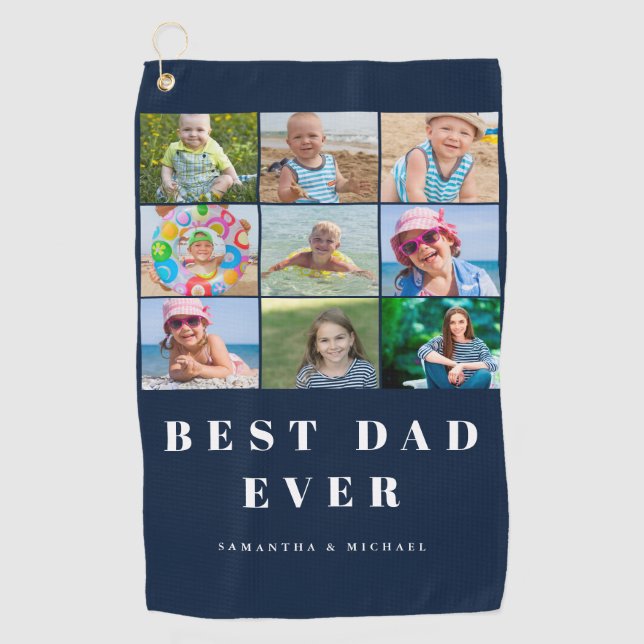 Best Vater 9 Foto Name Golf Handtuch (Vorderseite)