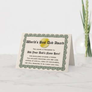 Best Vater Award Card der Welt Karte