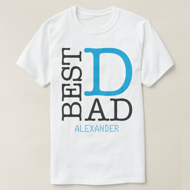 Best Vater Blue Black Glitzer Name Personalisiert T-Shirt (Design vorne)