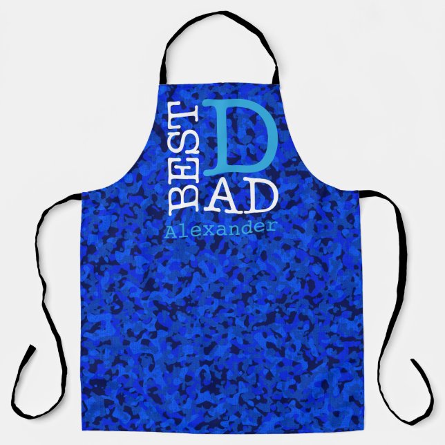Best Vater Bright Blue Camouflage Name Personalisi Schürze (Vorderseite)