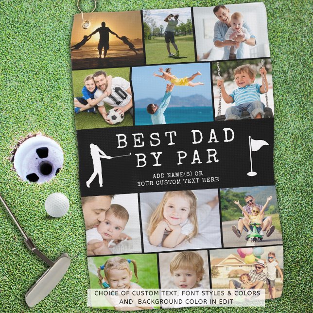 BEST VATER BY PAR 12 FotoCollage Personalisiert Golfhandtuch (Von Creator hochgeladen)