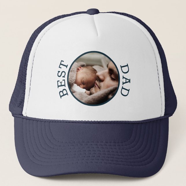 Best Vater Circle Custom Foto New Dad Geschenk Truckerkappe (Vorderseite)