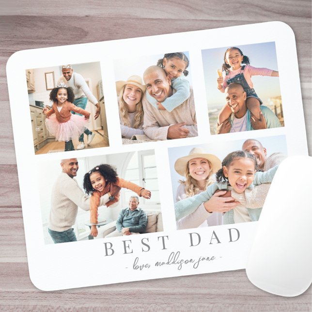 Best Vater Custom Foto Family Collage Mousepad (Best Dad Custom Photo Family Collage Mouse Pad)