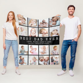 BEST VATER EVER 16 Fotocollage Black Fleecedecke