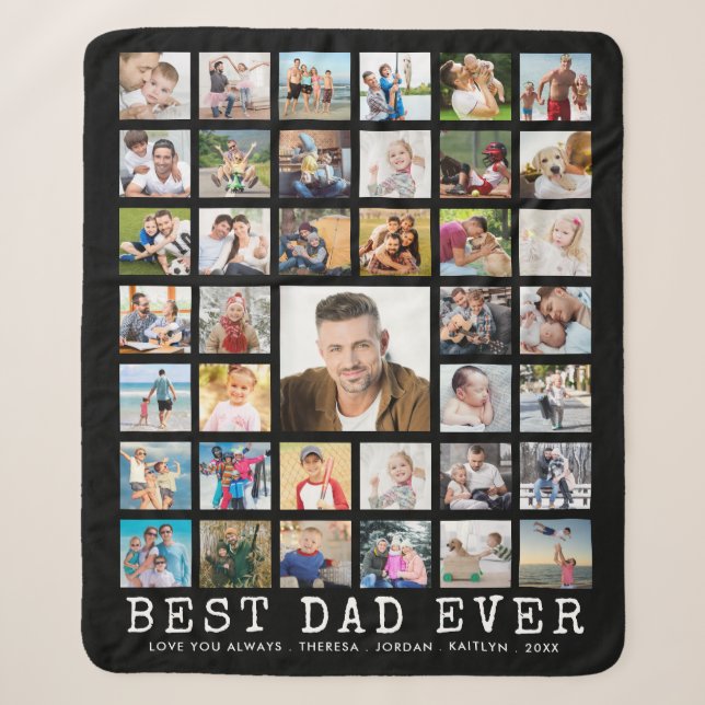 BEST VATER EVER 39 FotoCollage Personalisiert Schw Sherpadecke (Vorderseite)
