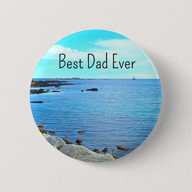 Best Vater Ever Blue Ocean Foto Azure Sky Button (Vorderseite)