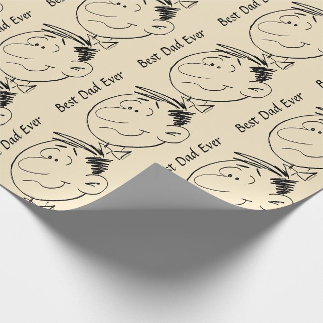 "Best Vater Ever"-Cartoon Geschenkpapier (Ecke)