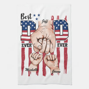 Best Vater Ever - Fist Bump USA Flag - 2 Kinder Geschirrtuch