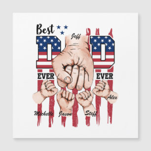 Best Vater Ever - Fist Bump USA Flag - 4 Kids Magnetkarte