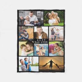BEST VATER EVER Foto Collage Minimal Schwarz Fleecedecke