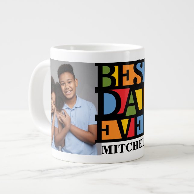BEST VATER EVER INDIVIDUELLE NAME Jumbo-Tasse (Vorderseite Links)